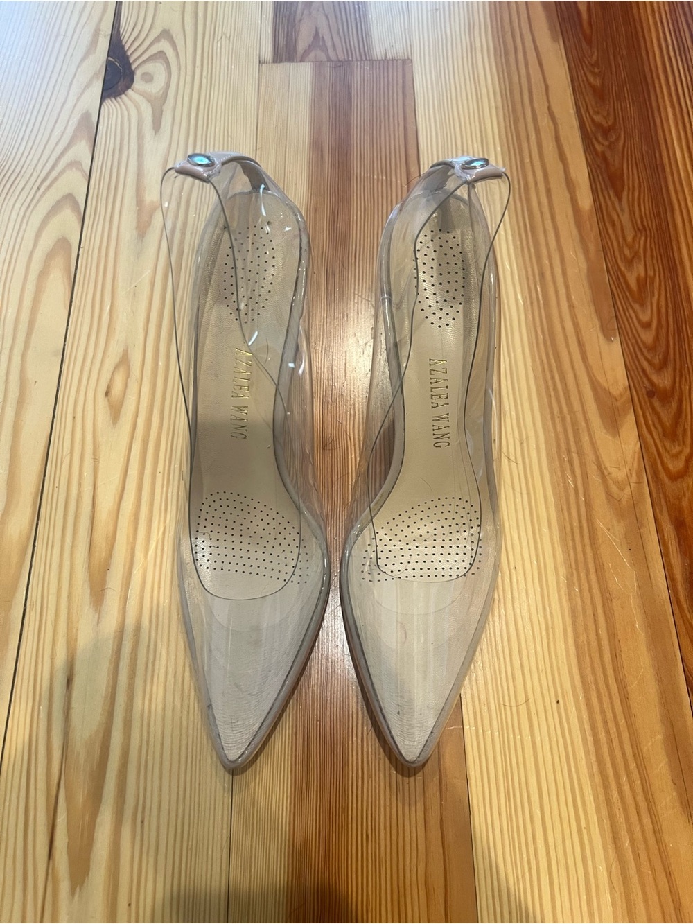 Clear Pointed-Toe Women's Pumps - Nude
